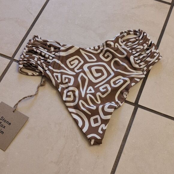 NWT Stone Fox Swim Simone Bottom In Rawhide Swirl Brown White S - Picture 3 of 10